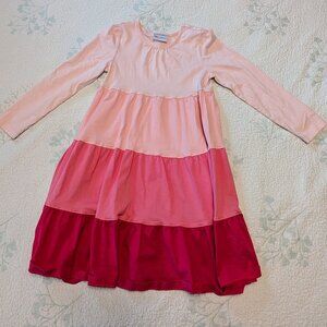 Hanna Andersson Pink tiered long sleeve dress Size 6-7